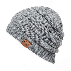 C.C Exclusives Cable Knit Beanie - Thick, Soft & Warm Chunky Beanie Hats (Lt. Mel Grey)