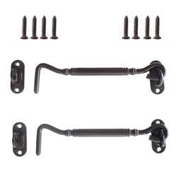 LoveDeal Pack of 2 Barn Door Hook 6 Inch, Heavy Duty Barn Door Latch with Mounting Screws, Privacy Hook and Eye Latch, Solid Extra Thicken Sliding Door Latch Lock for Sheds, Bedrooms - Black
