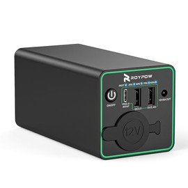 RoyPow Banco de energía portátil de 30 W PD con Enchufe de Encendedor de Cigarrillos de Voltaje Constante de 12 V 10 86.58 WH USB C Banco de energía para portátil, batería de 18 W QC y 12 V de