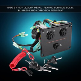 Dual Key Switch Panel Kit, 6K1-82570-08-00 12V 0.1W Dual Engine Key Switch Panel Switch Assembly Replacement Fit for Yamaha Outboard Double Vertical Control Engines