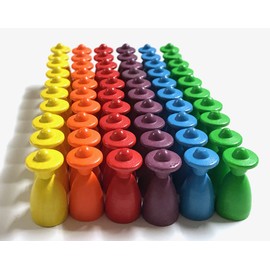 Board Game Figures: People/Male with Hat, Halma 13/26 mm (6 x 10 Toy Figures, Rainbow)