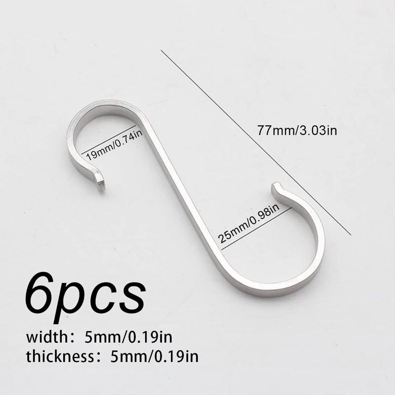 Pack of 6 S Hooks Stainless Steel S-shaped Hooks Heavy