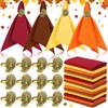 WILLBOND 12 Sets Thanksgiving Napkin Rings with Cloth Towels Turkey