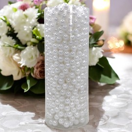 MIJOMA Pearl Garland - Elegant Pearl Ribbon, Pearl Necklace & Decorative Bead Cord | Stylish Table Decoration, Christmas, Advent, Wedding | 8 mm Decorative Beads, 10 Metres (Winter White)