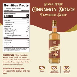 ChocZero Sugar Free Coffee Syrup, Cinnamon Dolce Flavor, Simple Syrup Drink Mix, Brown Sugar Latte, Protein Shakes & Baking, Gluten Free, All Natural, 25.4 Ounces (Pack of 1)