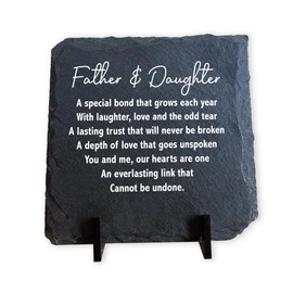 Red Ocean Father & Daughter Gift, Slate Coaster With Stand, Slate Plaque Gift For Dad, Gift For Daughter, Dad and Daughter, Happy Birthday Dad, Fathers Day Gift From Daughter, Christmas For Dad