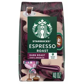 Starbucks 2 Packs Starbucks Espresso Dark Roast Whole Bean Coffee 40 oz Each Pack = 80 oz