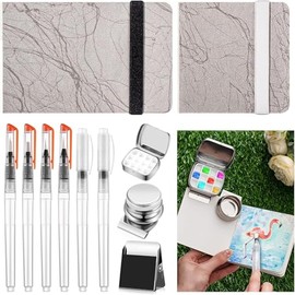 Pocket Artist Watercolor Travel Set, Mini Watercolor Paint Set Includes 11 Pcs of Outdoor Sketching Watercolor Supplies, Travel Watercolor Set for Painters Artists Students Couples, No Pigment