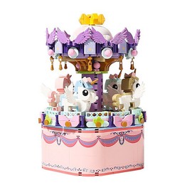 Music Box Building Blocks Safe Plastic Bright Colors Smoothing Micro Building Blocks for Kids Family Decoration Horse