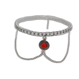 Women Boot Bracelet Chain Metal Western Fashion Jewelry Anklet Shoe Red Coin Charm Silver