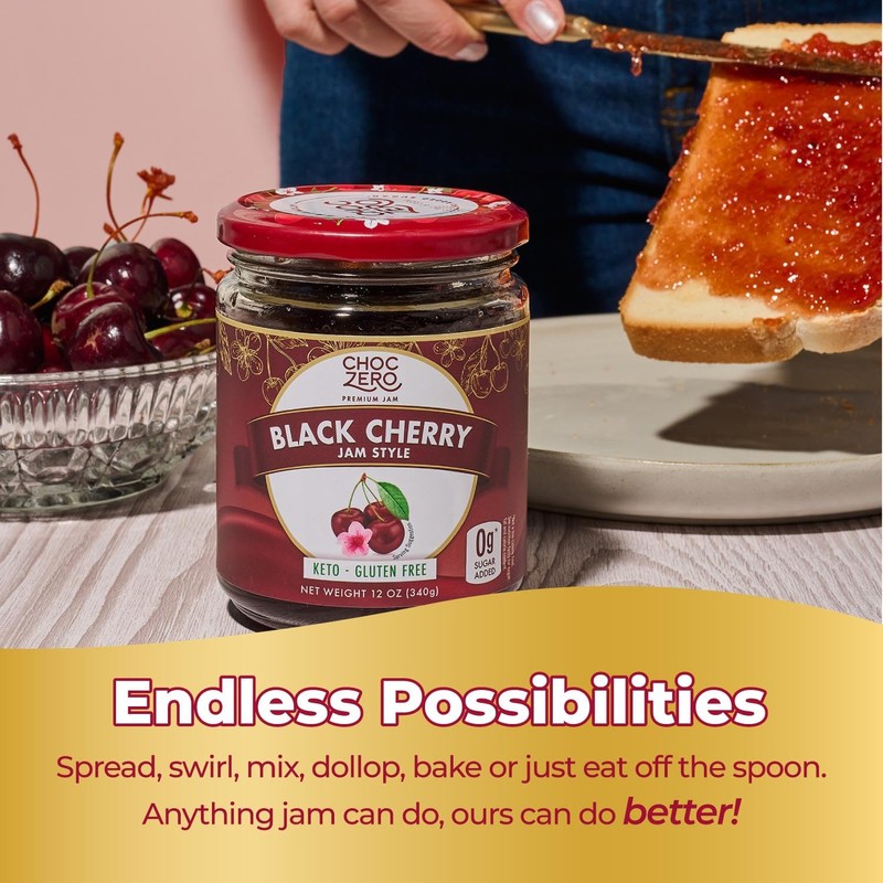 ChocZero Keto Black Cherry Jam - No Sugar Added, Low