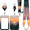 Mountain ID Badge Holder Lanyard with Retractable Heavy Duty Badge
