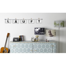 LeTOMA - High-quality steel photo rope with rustic wooden clips 45 mm - photo rope with elegant non-slip coating