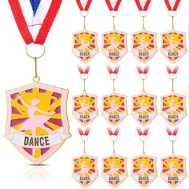 Loetere 12 Pcs Award Medals with Neck Ribbons 2.4 Inch Winner Medals Bulk Metal Award Prizes for Talent Shows Academic Competitions Tournaments Team Events(Dance)