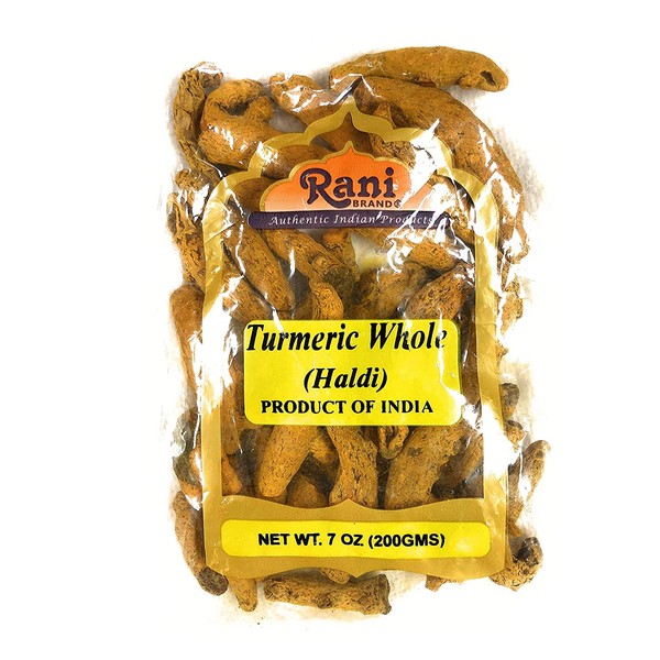 Rani Turmeric (Haldi) Root Whole Spice ~ Dried 7oz (200g) ~ All Natural | 100% Pure | Vegan | Gluten Friendly | NON-GMO | Indian Origin