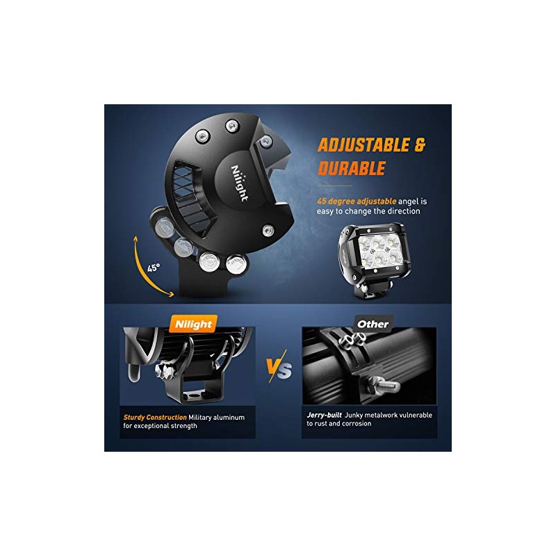 Nilight Barras de Luz LED de 10.2 cm, 18 W,