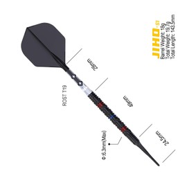 CUESOUL JIHO S1 Soft Tip Dart Set, 18g, 90% Tungsten with Titanium Coated and Unifying Rust T19 Flight