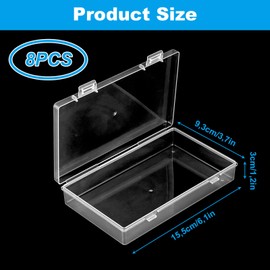 GBACHOOSE Pack of 8 Plastic Boxes, Storage Boxes with Lid, 15.5 x 9.3 x 3 cm, Transparent Plastic Boxes, Document Box, Portable Archive Boxes, Storage for Documents, Scrapbooks, Crafts