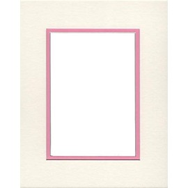 16x20 Double Acid Free White Core Picture Mats Cut for 12x16 Pictures in Cream and Bright Pink