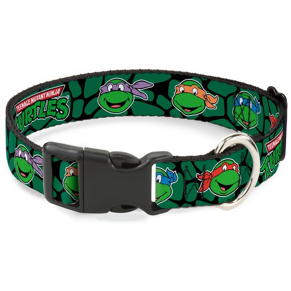 Cat Collar Breakaway TMNT Teenage Mutant Ninja Turtles Faces Green Turtle Shell 8 to 12 Inches 0.5 Inch Wide
