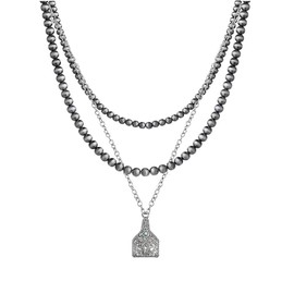 Layered Navajo Pearls Necklace with Western Pendant Necklaces for Women Cowgirl Retro Tribe Western Fashion Accessories (E)