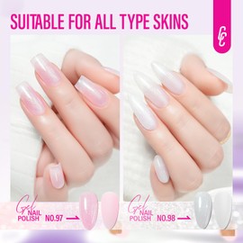 Gel Nail Polish for Manicure: Glitter Pink and Moonlit White Colors UV Nail Polish - 8ml Duo Gel Polish for Women Beginners Nail Enthusiasts - Summer Spring Home Nail Art Design Salon Gift