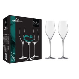 Eisch Sky Crystal Champagne Glass, Sensis Plus Aeration Technology, Lead-Free, Dishwasher Safe, Set of 2, 9.2-Ounce