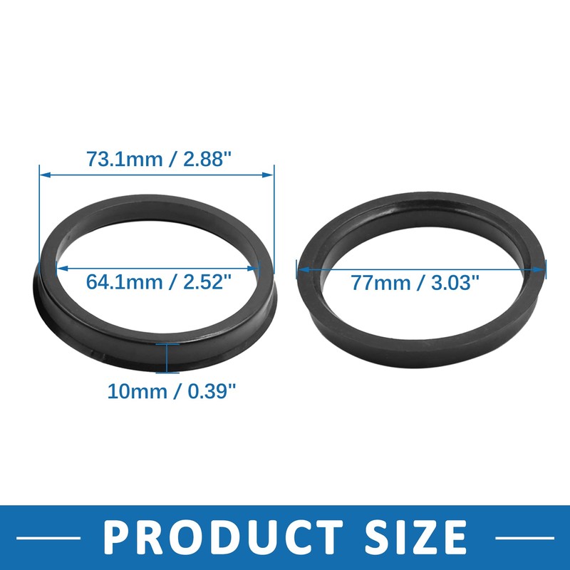 A ABSOPRO Hub Centric Rings 73.1 to 64.1mm Plastic Black