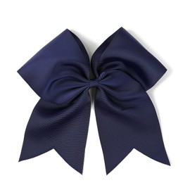 AMYDECOR 7 Inch Jumbo Solid Color Bows with Alligator Hair Clips For Girls and Women (Navy Blue)