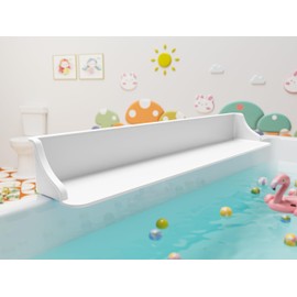Cushore 3-Ft Bathtub Splash Guard PlayPad with Strong Suction Cups, Toy Tray Caddy Holder Storage, No-Leak, Mess-Free Bath Time for Kids, White