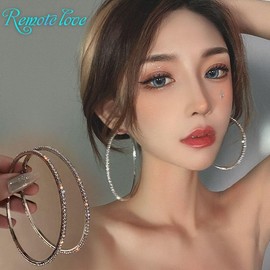 1 pair wonderful women hoop earrings quality inlay rhinestones stud earrings fashion jewellery best birthday gift E1682 - Size: 7cm