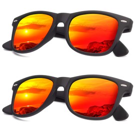 KALIYADI Polarized Sunglasses for Men and Women Matte Finish Sun glasses Color Mirror Lens UV Blocking (2 Pack)