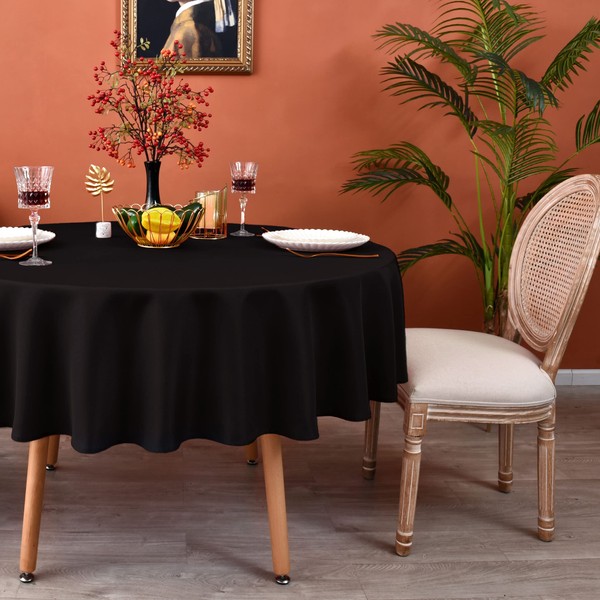 MEANMOY - Mantel redondo negro de 210 g/m², resistente al