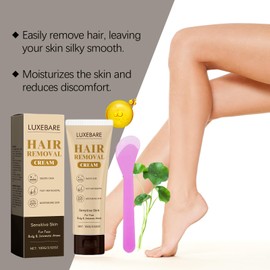 LUXEBARE Hair Removal Cream, Sensitive Skin Hair Remover Cream for Face, Body & Bikini Area, Fragrance Free Depilatory for Women Men, 100g (1)