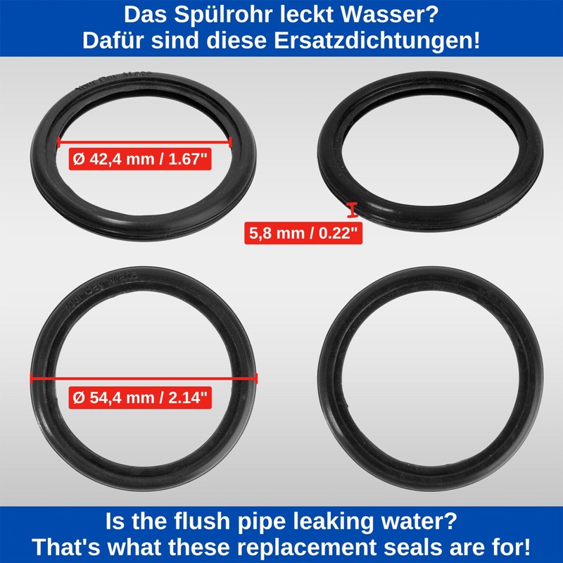 Flush Pipe Seal, Pack of 2, Replacement for 362.771.00.1, Compatible