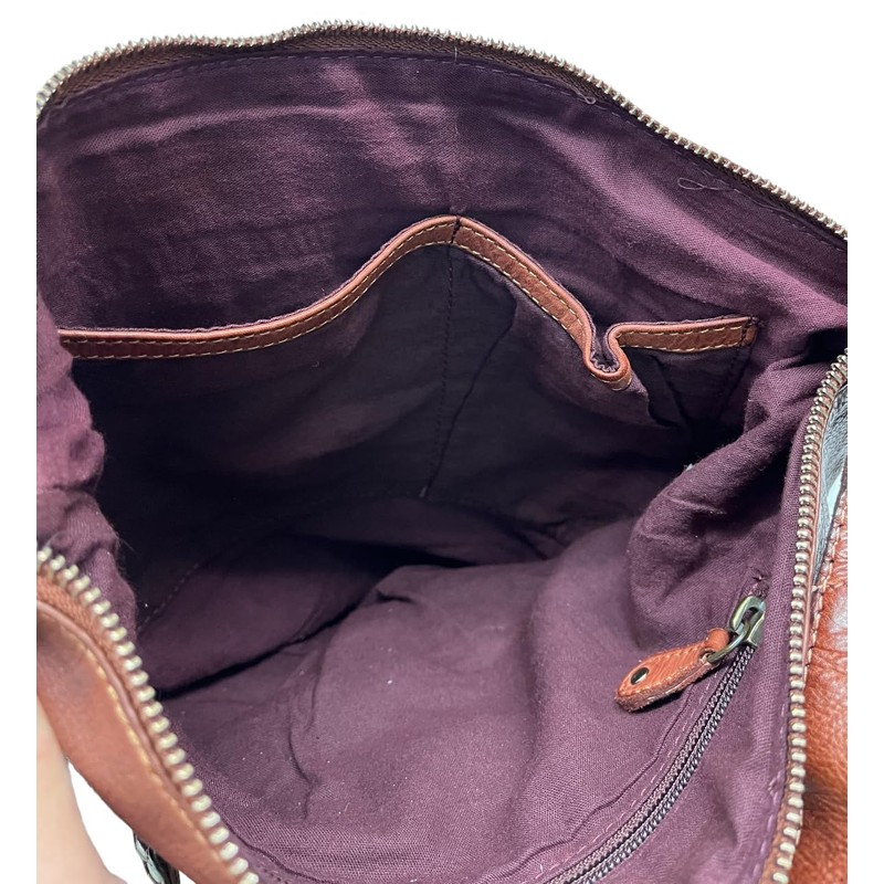 Rowallan Deep Tan Roxburgh Rustic Leather Shoulder Bucket Crossbody Small