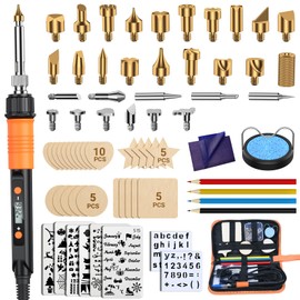 Preciva Pyrography Kit, 70pcs Wood Burning Kit with LCD Wood Burning Pen, 100W Engraving Pen, 200℃-500℃ Adjustable Temperature Soldering Iron Kit, Suitable for Wood Carving/Embossing/Welding