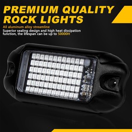 Nicoko 4Pods Pure Blue LED Rock Lights 7200 lumens high Power Rock Lights Neon Underglow Light for Car Trucks ATV UTV SUV Boat Underbody Glow Trail Rig Lights IP68 Waterproof