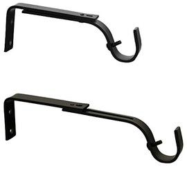 Extendable and Adjustable Curtain Pole Wall Bracket Diameter 19mm Length 125-170mm Black (1 Set of 2 Pole Brackets)