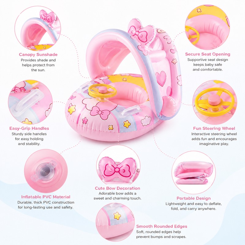 Toddler Pool Float with Canopy for Supervised Water Play –