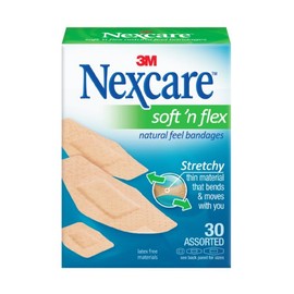 Nexcare Comfort Flexible Fabric Bandage, Latex Free, Assorted Sizes, 30 ct Packages (Pack of 4)