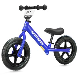 Youthkkee 12 Inch Toddler Balance Bike for 2-5 Year Olds, No-Pedal Bike with Tool-Free Adjustable Seat, Quick Assembly, Gift for 2-3 Year Old Boys & Girls with Customizable Plate