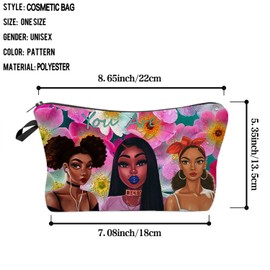 Livel lhood Black Girl Cosmetic Bag for Women Cute Small Makeup Bag for Purse Travel Toiletry Zipper Pouch for Girls Gift for Sisters Black Girl Makeup Bag for Her