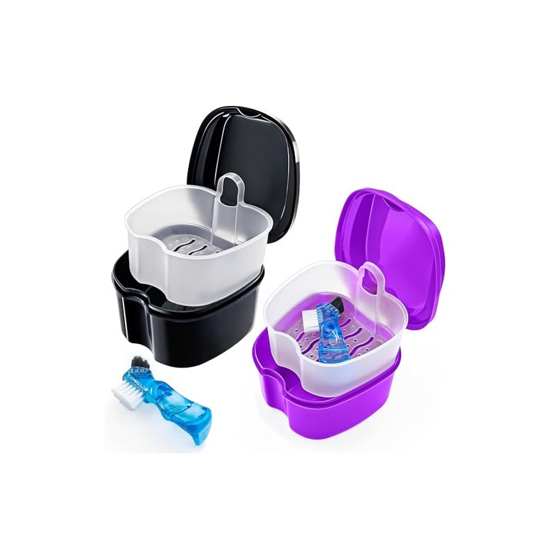 Keedolla- Pack de 2 estuches de viaje para prótesis dentales