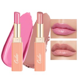 Oulac Moisture Shine Lipstick Set - Warm Pink Lipstick Nude Pink Lipstick, Moisturising Lipsticks for Women, Tinted Lip Balm for Dry Lips, Glossy Lip Colour, Juicy Look, Vegan (07/14)