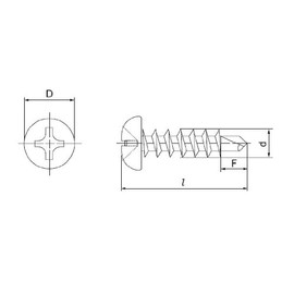 Osato 60-416 Piercing Screws, Pot Head, 0.2 inches (5 mm) x Length 1.2 inches (30 mm), Pack of 100