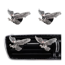 ORIESSE Vintage Eagle Car Air Freshener Vent Clips,2pcs Alloy Silver Hawk Vent Clips Car Accessories for Men,Refillable Diffuser with Felt Mads