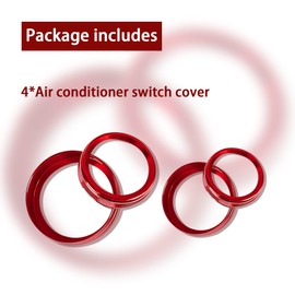 BJSIA 4Pcs Air Conditioner Headlight Switch Knob Trim Compatible with 2018-2022 Jeep Wrangler JL JLU & 2020-2022Gladiator JT Trunk Aminum Alloy A/C Button Trims - Red