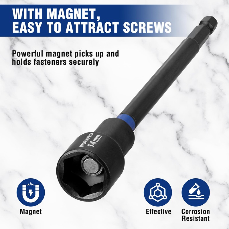 WORKPRO 16-Piece Magnetic Nut Driver Set and Bit, 6" Long