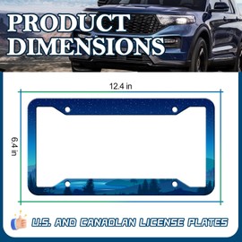 Blue Starry Sky Tree License Plate Frames - 2 Pack Beautiful Nature Night Stainless Steel License Plate Holder Covers,Rust-Proof Waterproof Car Decorative Tag Frames for Standard US 12x6 Inch